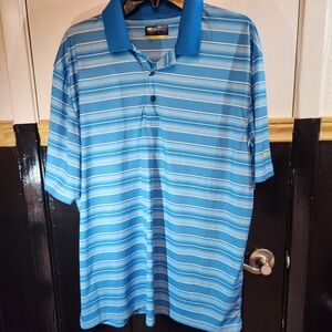 Jack Nicklaus XL Blue Striped Golf Polo Shirt Golden Bear Style